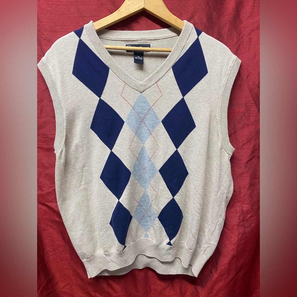 Pro Tour Sz.XL mens V neck sweater vest ARYGAL light grey with blue